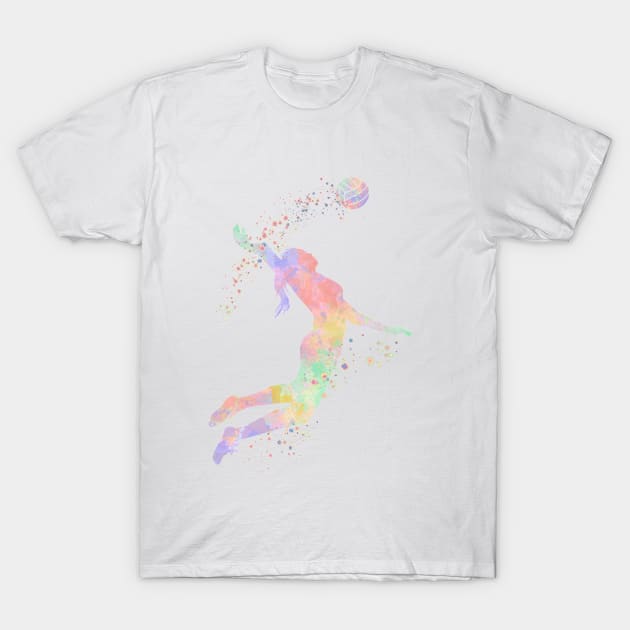 Girl Volleyball Watercolor Sports Gifts T-Shirt by LotusGifts